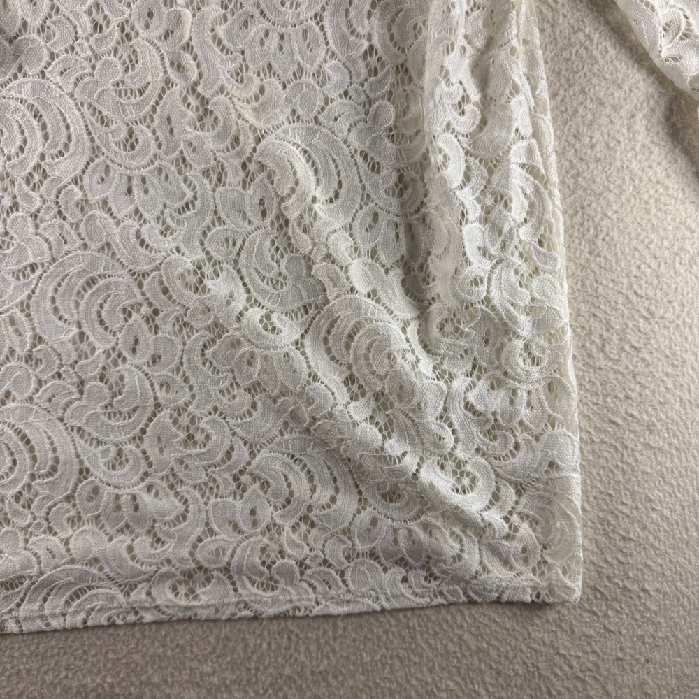 New Directions Lace Top Women XL White Bell Sleeve Scoop Neck Floral Cottagecore - Picture 5 of 8